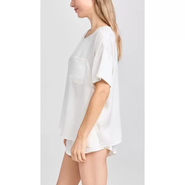 Lunya Womens Washable Silk Tee Short SetTranquil White