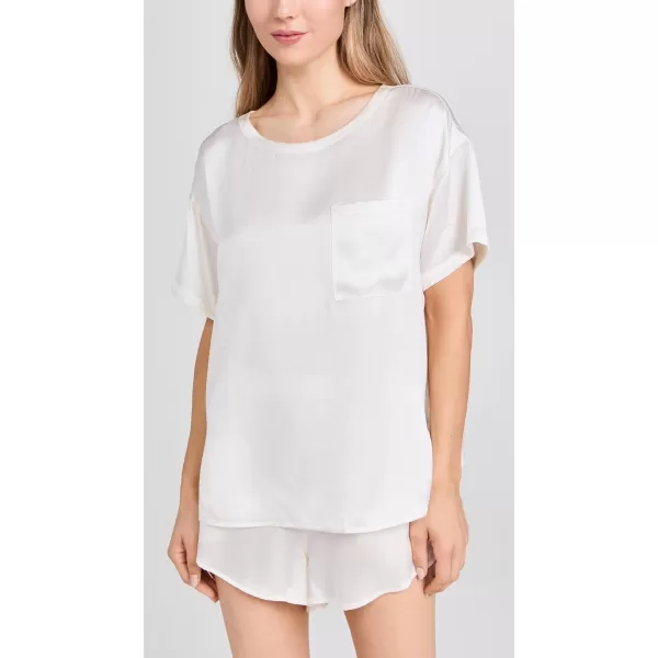 Lunya Womens Washable Silk Tee Short SetTranquil White