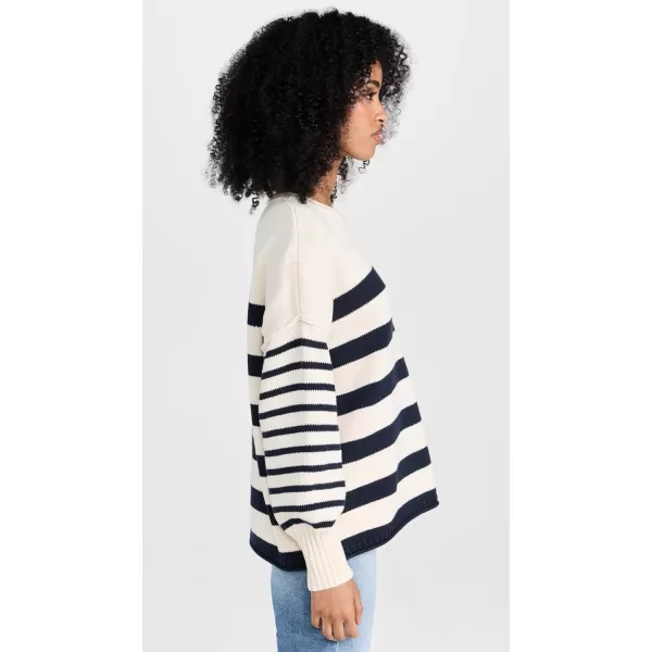 Madewell Womens Conway Pullover Sweater in Mixed StripeAntique CreamBluestone