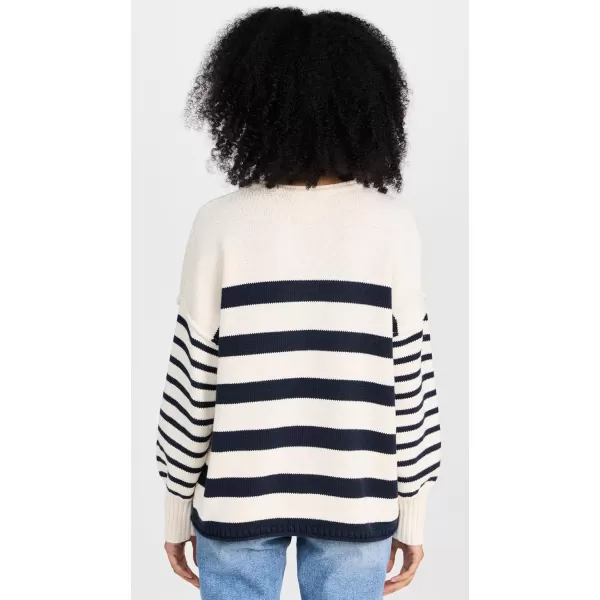 Madewell Womens Conway Pullover Sweater in Mixed StripeAntique CreamBluestone