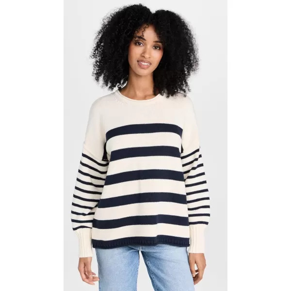 Madewell Womens Conway Pullover Sweater in Mixed StripeAntique CreamBluestone