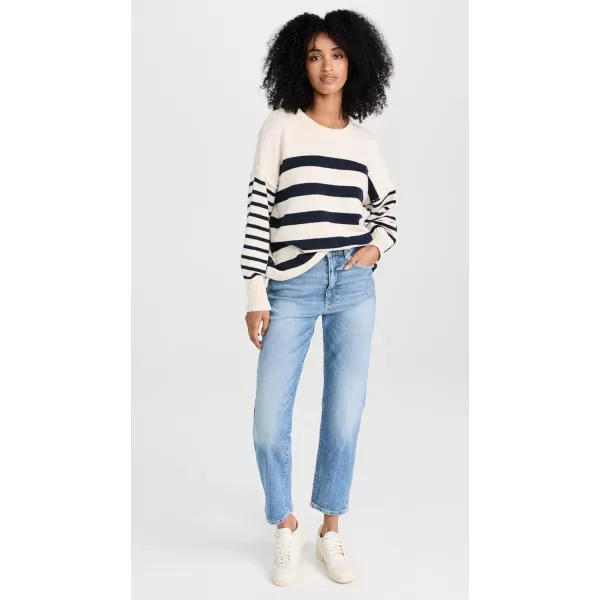 Madewell Womens Conway Pullover Sweater in Mixed StripeAntique CreamBluestone