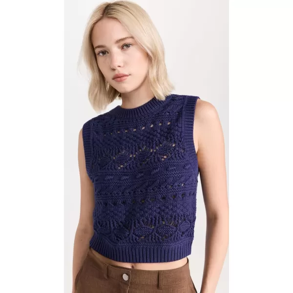 Madewell Womens CrochetKnit Sweater VestFresh Blueberry