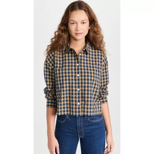 Madewell Womens The Signature Poplin Crop Shirt in PlaidPlaid Classic Indigo