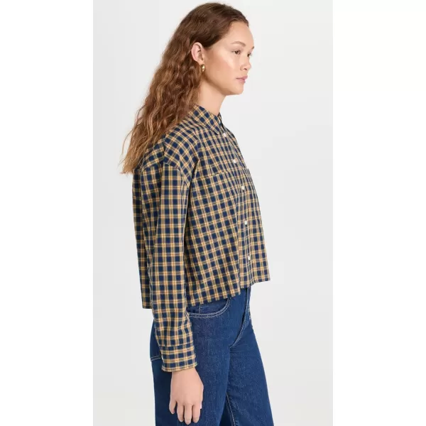 Madewell Womens The Signature Poplin Crop Shirt in PlaidPlaid Classic Indigo