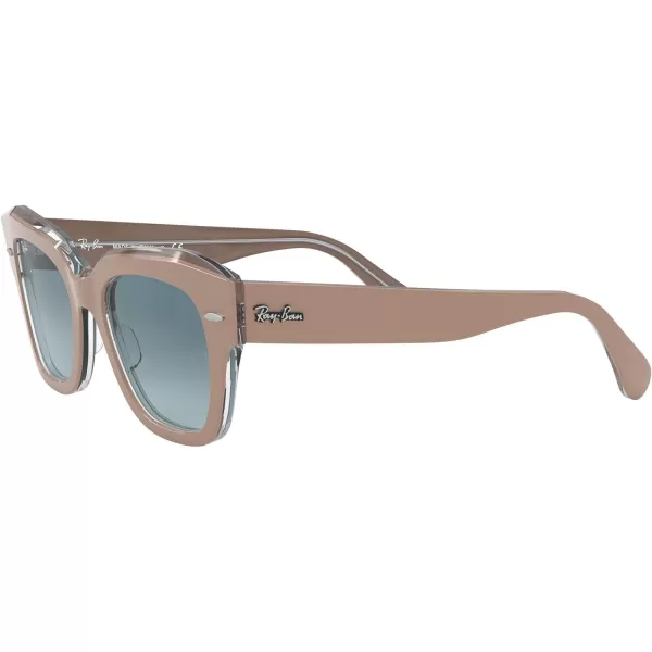 RayBan RB2186 State Street Square SunglassesBeige on TransparentBlue Gradient Grey