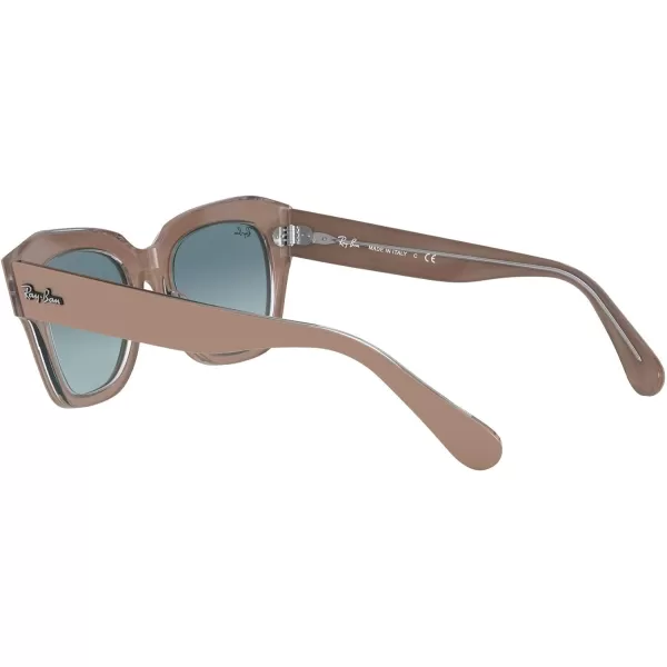 RayBan RB2186 State Street Square SunglassesBeige on TransparentBlue Gradient Grey