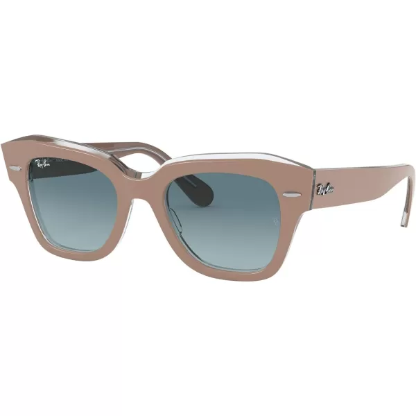 RayBan RB2186 State Street Square SunglassesBeige on TransparentBlue Gradient Grey