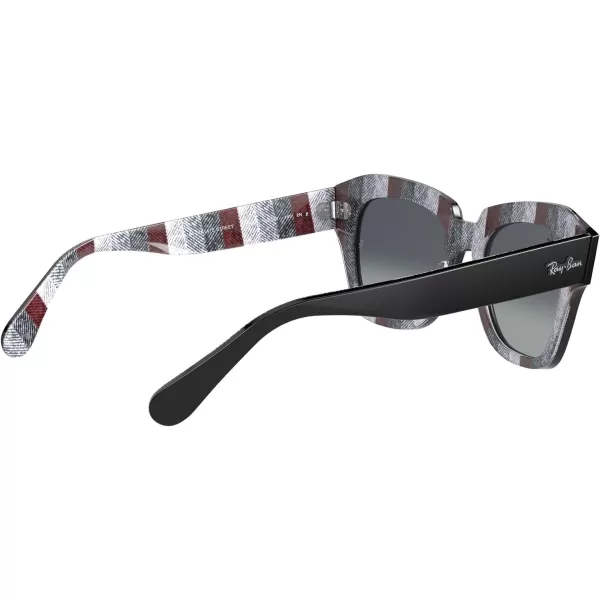 RayBan RB2186 State Street Square SunglassesBlack on Chevron GreyBurgundyLight Grey Gradient Blue