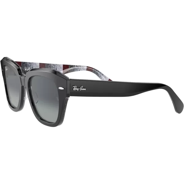 RayBan RB2186 State Street Square SunglassesBlack on Chevron GreyBurgundyLight Grey Gradient Blue