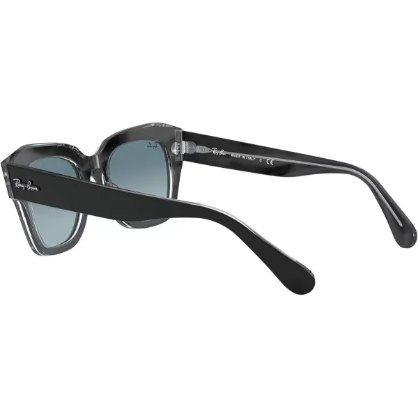 RayBan RB2186 State Street Square SunglassesBlack on TransparentBlue Gradient Grey