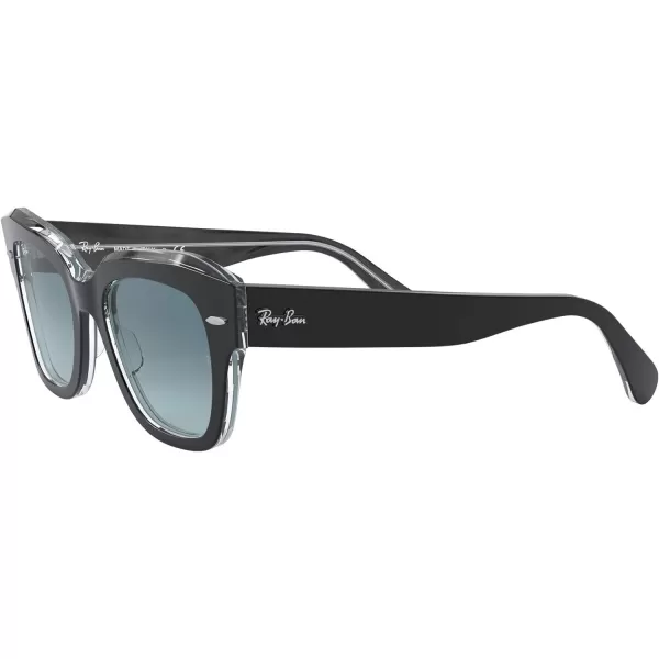 RayBan RB2186 State Street Square SunglassesBlack on TransparentBlue Gradient Grey