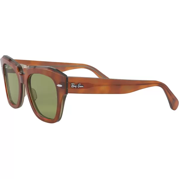 RayBan RB2186 State Street Square SunglassesHavana on Transparent BeigeBottle Green