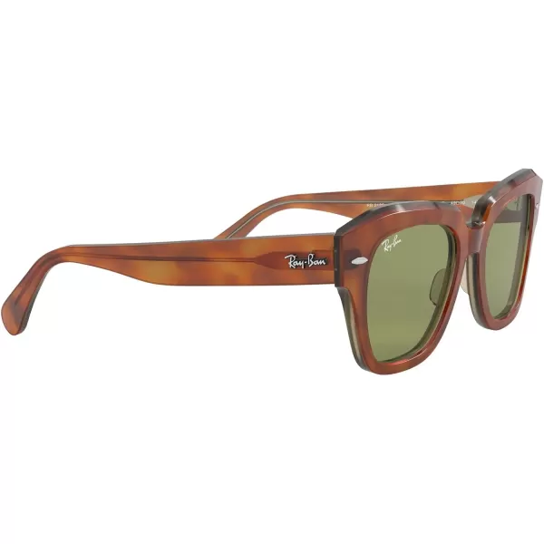 RayBan RB2186 State Street Square SunglassesHavana on Transparent BeigeBottle Green