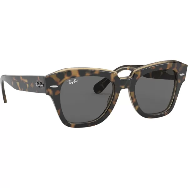 RayBan RB2186 State Street Square SunglassesHavana on Transparent BrownDark Grey