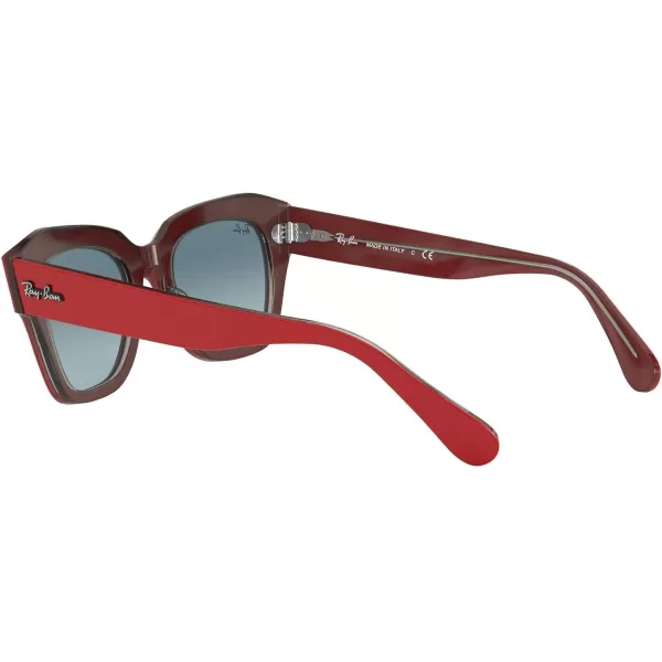 RayBan RB2186 State Street Square SunglassesRed on Transparent GreyBlue Gradient Grey