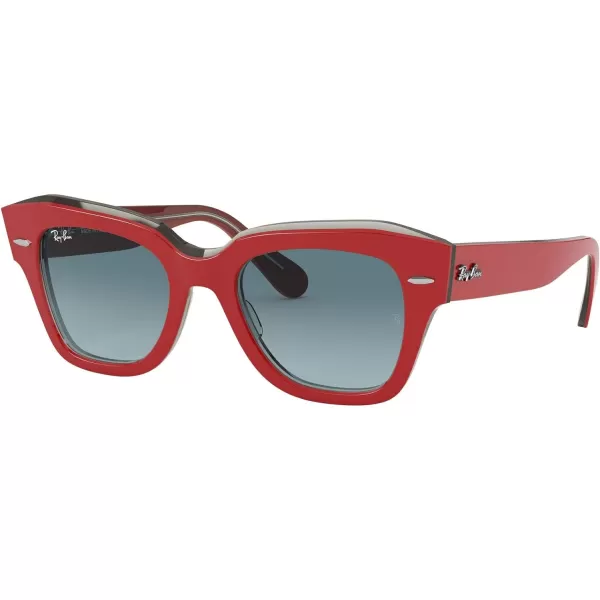 RayBan RB2186 State Street Square SunglassesRed on Transparent GreyBlue Gradient Grey