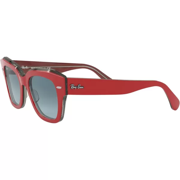 RayBan RB2186 State Street Square SunglassesRed on Transparent GreyBlue Gradient Grey