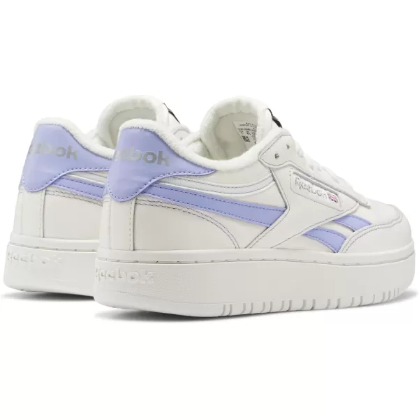 Reebok Womens Club C Geo Mid SneakerChalkLilac GlowSilver Metallic