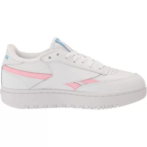 Reebok Womens Club C Geo Mid SneakerFtwr WhitePink GlowRadiant Aqua