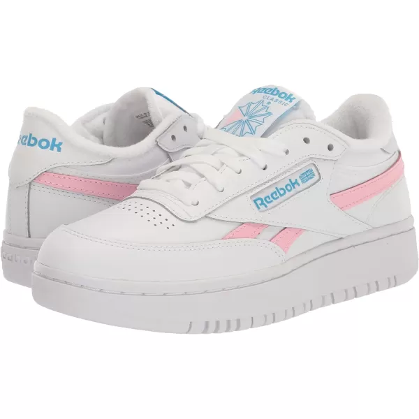 Reebok Womens Club C Geo Mid SneakerFtwr WhitePink GlowRadiant Aqua