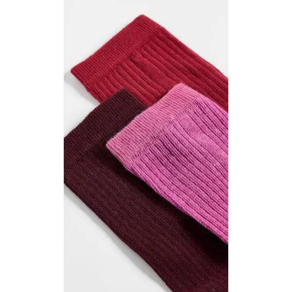 Stems Womens Cashmere Socks Gift Box of ThreeAmarylisPlumRed