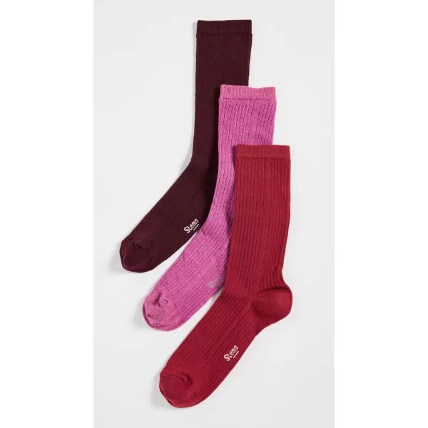 Stems Womens Cashmere Socks Gift Box of ThreeAmarylisPlumRed