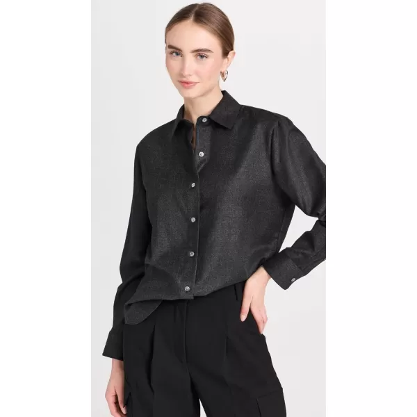 Theory Womens Classic Menswear ShirtNew Charcoal Melange