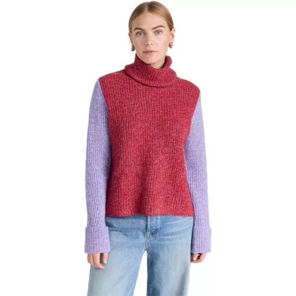 Autumn Cashmere Womens Tweed Color Block Turtleneck SweaterBlazerHyacinth Combo