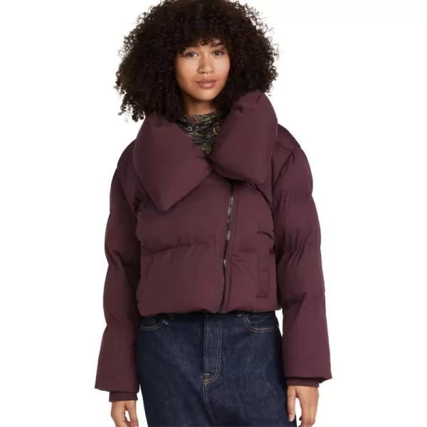 Avec Les Filles Womens Heavyweight Cropped Puffer JacketMerlot