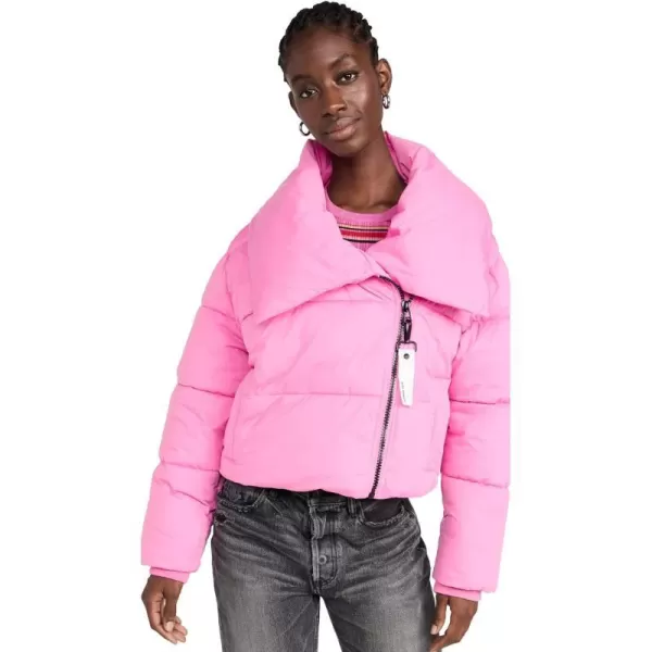 Avec Les Filles Womens Heavyweight Cropped Puffer JacketWinter Pink