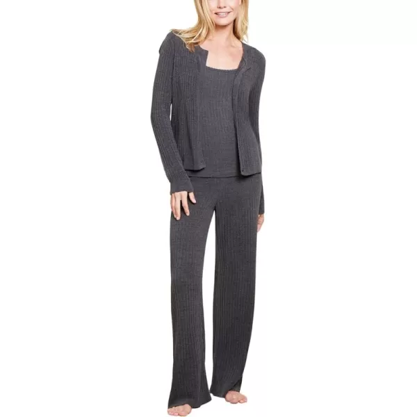 Barefoot Dreams Womens CozyChic Ultra Light Ribbed Button CardiganCarbon