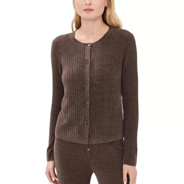 Barefoot Dreams Womens CozyChic Ultra Light Ribbed Button CardiganJava