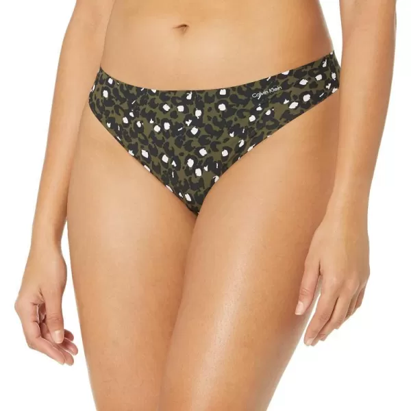 Calvin Klein Womens Invisibles Seamless Thong PantySunday Leopard Fatigues