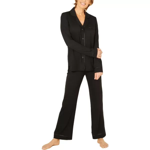 Cosabella Womens Bella Long Sleeve Top amp Pant PJ SetBlackBlack