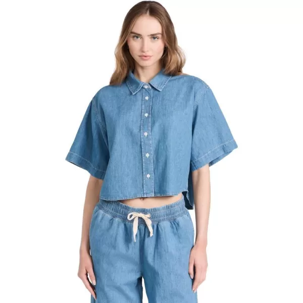 FRAME Womens Cropped Oversized ShirtEncore
