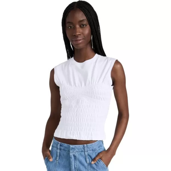 FRAME Womens Smocked Corset Muscle TopBlanc