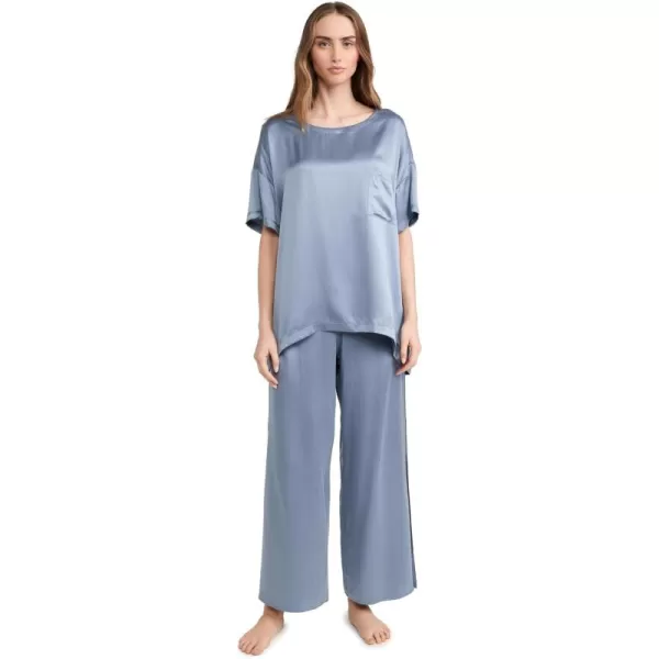 Lunya Womens Washable Silk Tee Pants SetPastoral Blue