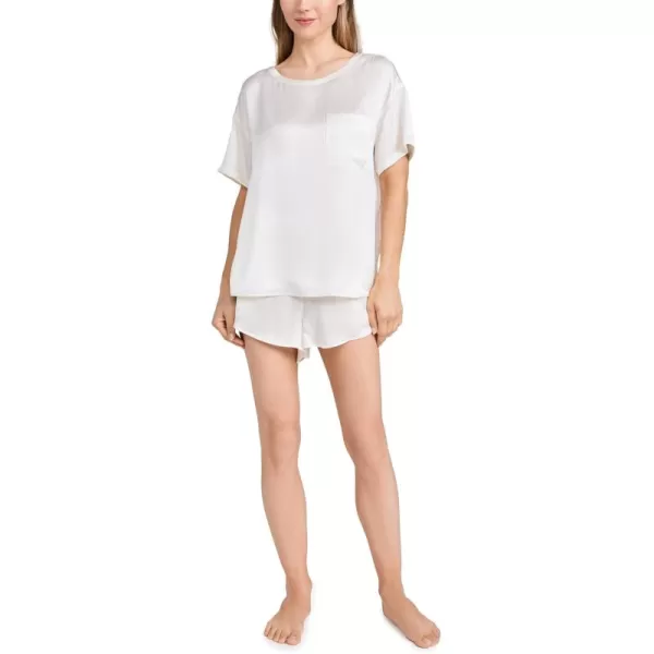 Lunya Womens Washable Silk Tee Short SetTranquil White