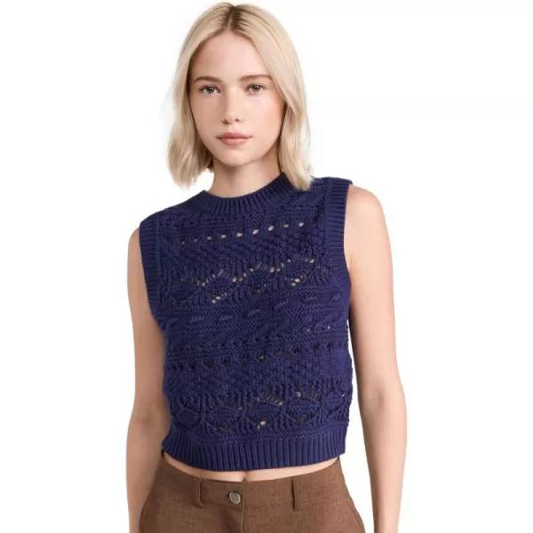 Madewell Womens CrochetKnit Sweater VestFresh Blueberry