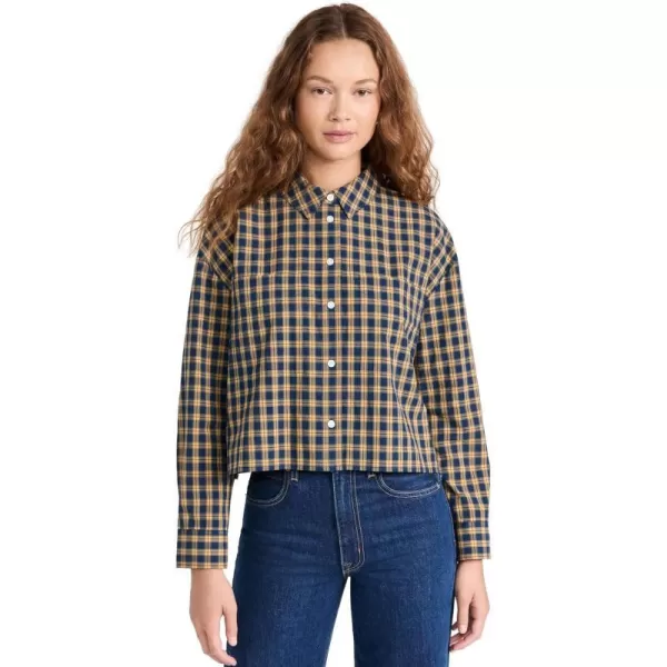 Madewell Womens The Signature Poplin Crop Shirt in PlaidPlaid Classic Indigo