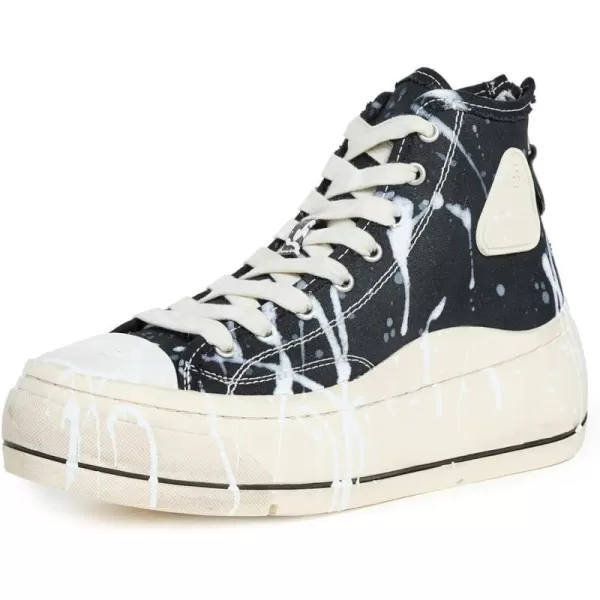 R13 Womens Kurt High Top SneakersBlack WWhite Paint Splatter