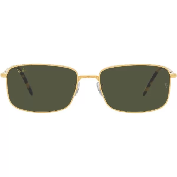 RayBan Womens Rb3717 Rectangular SunglassesLegend GoldGreen