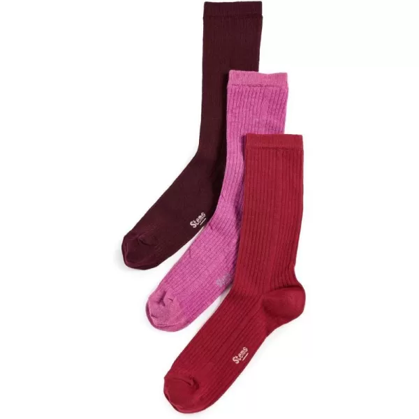 Stems Womens Cashmere Socks Gift Box of ThreeAmarylisPlumRed