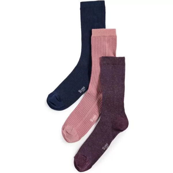 Stems Womens Cashmere Socks Gift Box of ThreeNavyRosaMauve