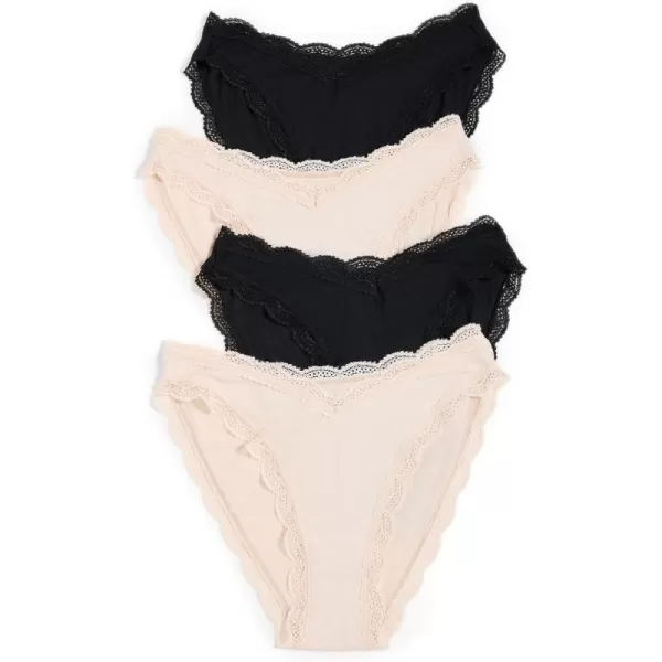 Stripe ampamp Stare Womens Dipped Knickers 4 PackBlack  Sand