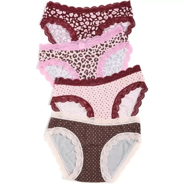 Stripe ampamp Stare Womens The Original Knickers 4 PackRouge Leopard