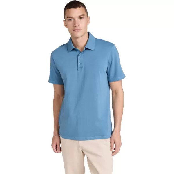 Vince Mens Garment Dye SS PoloSmoke Blue