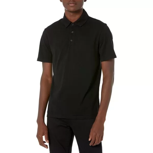 Vince Mens Garment Dye SS PoloTrue Black