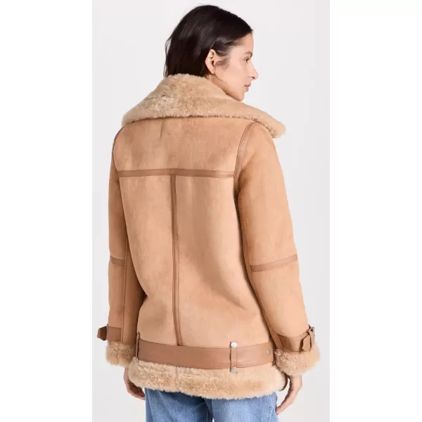 Avec Les Filles Womens Bonded Faux Shearling Biker JacketToffee